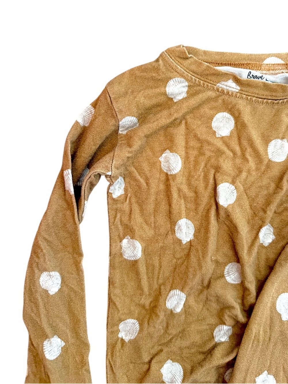 Brave Kids' Long Sleeve Polka Dot Pajama Top - Brown/White